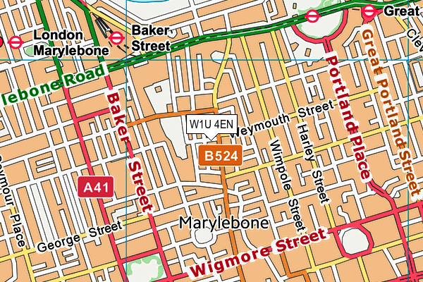 W1U 4EN map - OS VectorMap District (Ordnance Survey) W1U 4EN map - OS VectorMap District (Ordnance Survey)