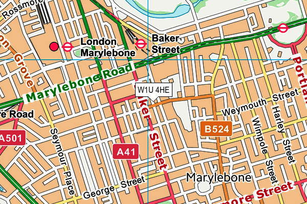 W1U 4HE map - OS VectorMap District (Ordnance Survey)