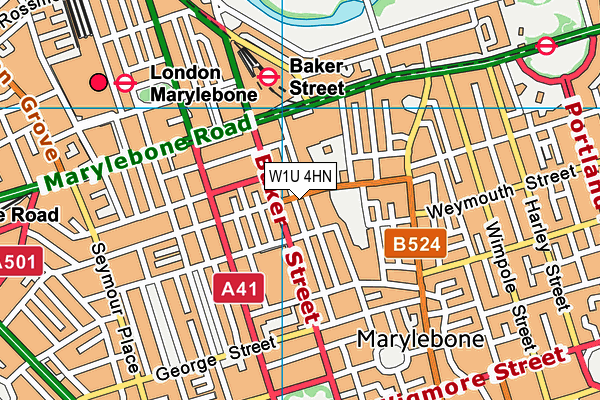 W1U 4HN map - OS VectorMap District (Ordnance Survey)
