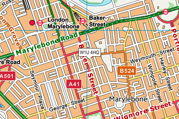 W1U 4HQ map - OS VectorMap District (Ordnance Survey) W1U 4HQ map - OS VectorMap District (Ordnance Survey)