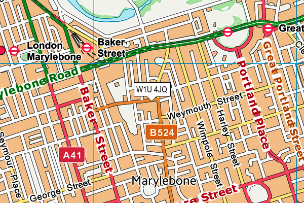 W1U 4JQ map - OS VectorMap District (Ordnance Survey)