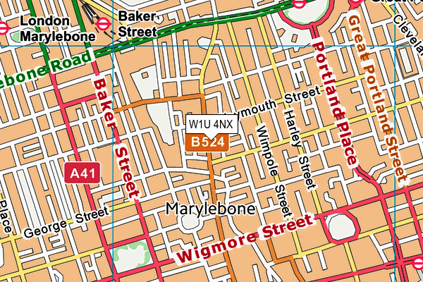 W1U 4NX map - OS VectorMap District (Ordnance Survey)