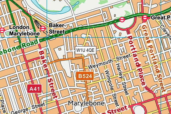 W1U 4QE map - OS VectorMap District (Ordnance Survey) W1U 4QE map - OS VectorMap District (Ordnance Survey)