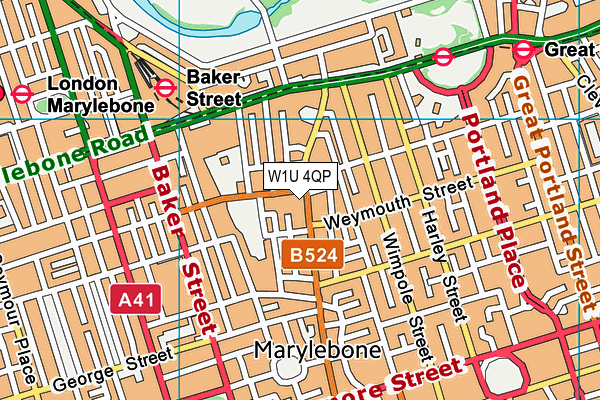 W1U 4QP map - OS VectorMap District (Ordnance Survey) W1U 4QP map - OS VectorMap District (Ordnance Survey)
