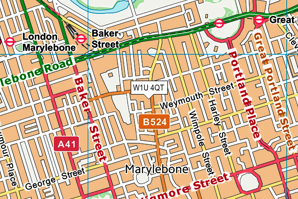 W1U 4QT map - OS VectorMap District (Ordnance Survey)