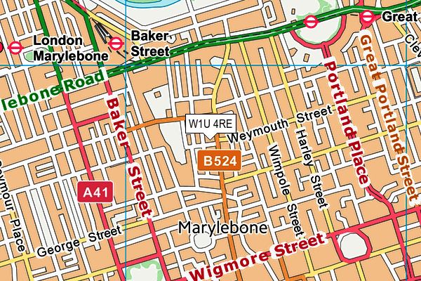 W1U 4RE map - OS VectorMap District (Ordnance Survey) W1U 4RE map - OS VectorMap District (Ordnance Survey)