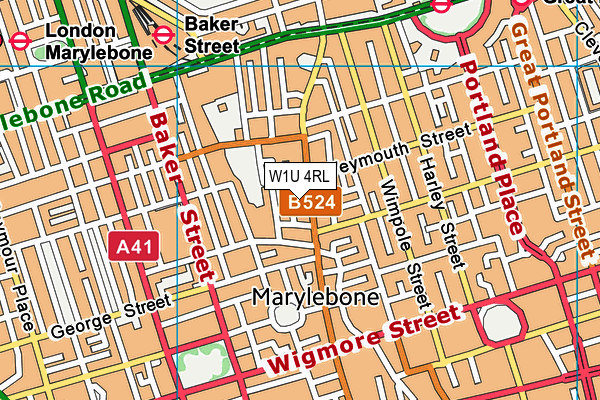 W1U 4RL map - OS VectorMap District (Ordnance Survey) W1U 4RL map - OS VectorMap District (Ordnance Survey)