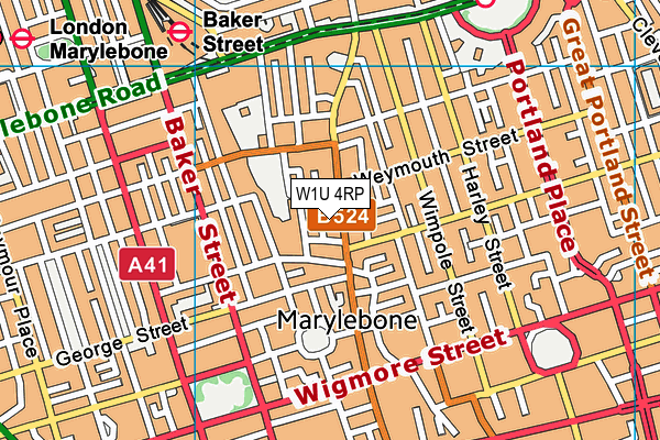 W1U 4RP map - OS VectorMap District (Ordnance Survey) W1U 4RP map - OS VectorMap District (Ordnance Survey)