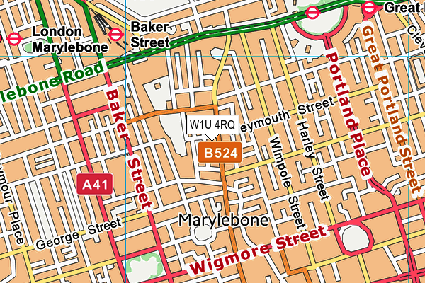 W1U 4RQ map - OS VectorMap District (Ordnance Survey)