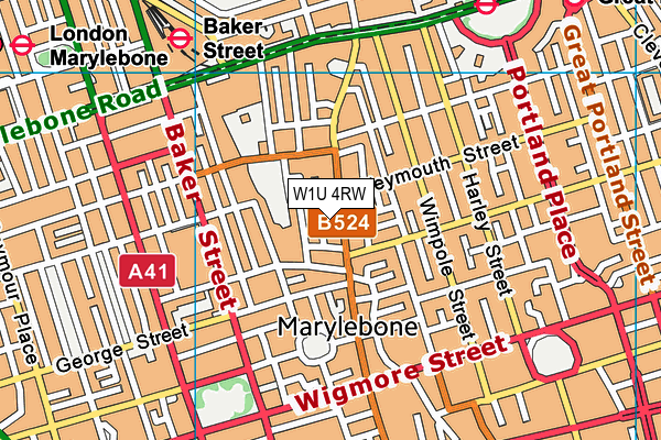 W1U 4RW map - OS VectorMap District (Ordnance Survey) W1U 4RW map - OS VectorMap District (Ordnance Survey)
