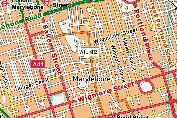 W1U 4RZ map - OS VectorMap District (Ordnance Survey) W1U 4RZ map - OS VectorMap District (Ordnance Survey)