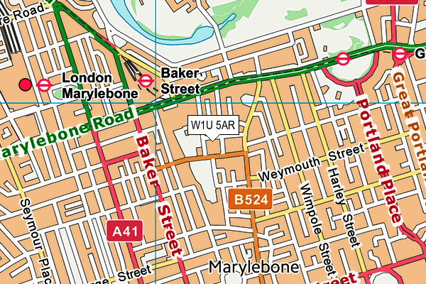 W1U 5AR map - OS VectorMap District (Ordnance Survey) W1U 5AR map - OS VectorMap District (Ordnance Survey)