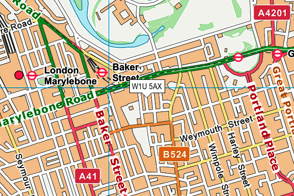 W1U 5AX map - OS VectorMap District (Ordnance Survey) W1U 5AX map - OS VectorMap District (Ordnance Survey)