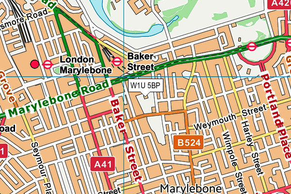 W1U 5BP map - OS VectorMap District (Ordnance Survey)