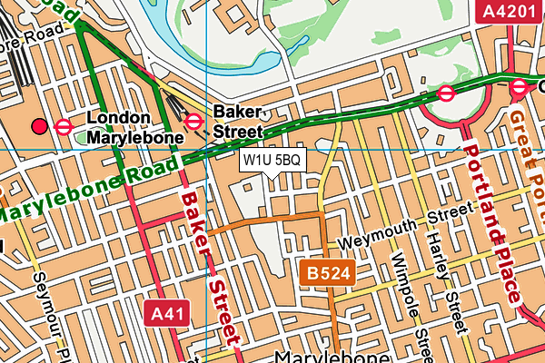 W1U 5BQ map - OS VectorMap District (Ordnance Survey) W1U 5BQ map - OS VectorMap District (Ordnance Survey)