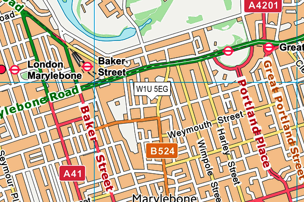W1U 5EG map - OS VectorMap District (Ordnance Survey) W1U 5EG map - OS VectorMap District (Ordnance Survey)