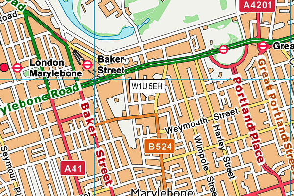 W1U 5EH map - OS VectorMap District (Ordnance Survey) W1U 5EH map - OS VectorMap District (Ordnance Survey)