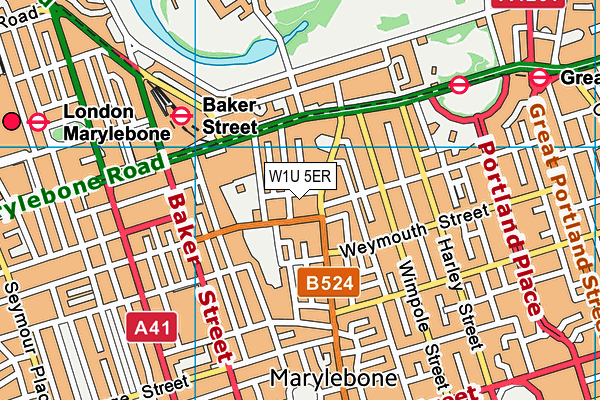W1U 5ER map - OS VectorMap District (Ordnance Survey) W1U 5ER map - OS VectorMap District (Ordnance Survey)