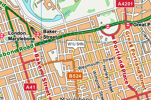 W1U 5HN map - OS VectorMap District (Ordnance Survey)
