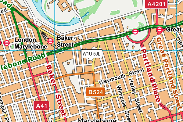 W1U 5JL map - OS VectorMap District (Ordnance Survey) W1U 5JL map - OS VectorMap District (Ordnance Survey)