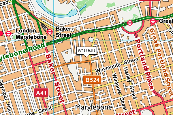 W1U 5JU map - OS VectorMap District (Ordnance Survey) W1U 5JU map - OS VectorMap District (Ordnance Survey)