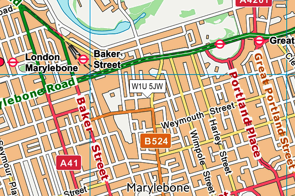 W1U 5JW map - OS VectorMap District (Ordnance Survey) W1U 5JW map - OS VectorMap District (Ordnance Survey)