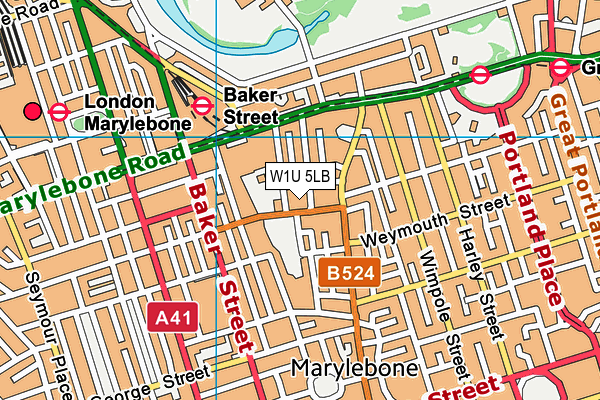 W1U 5LB map - OS VectorMap District (Ordnance Survey) W1U 5LB map - OS VectorMap District (Ordnance Survey)
