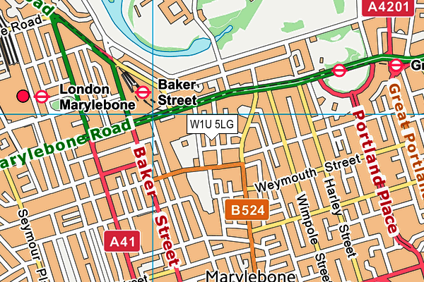 W1U 5LG map - OS VectorMap District (Ordnance Survey) W1U 5LG map - OS VectorMap District (Ordnance Survey)