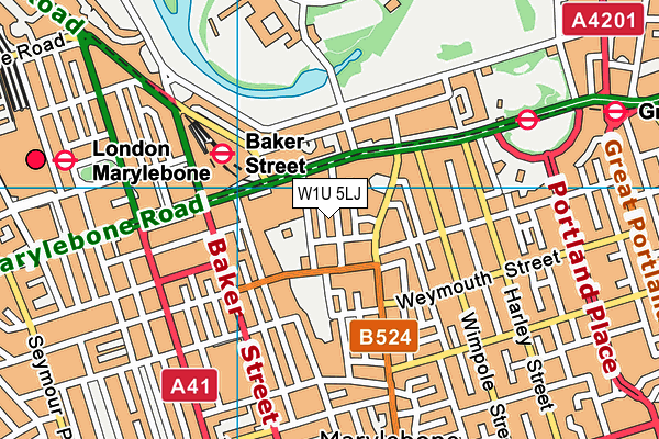 W1U 5LJ map - OS VectorMap District (Ordnance Survey) W1U 5LJ map - OS VectorMap District (Ordnance Survey)