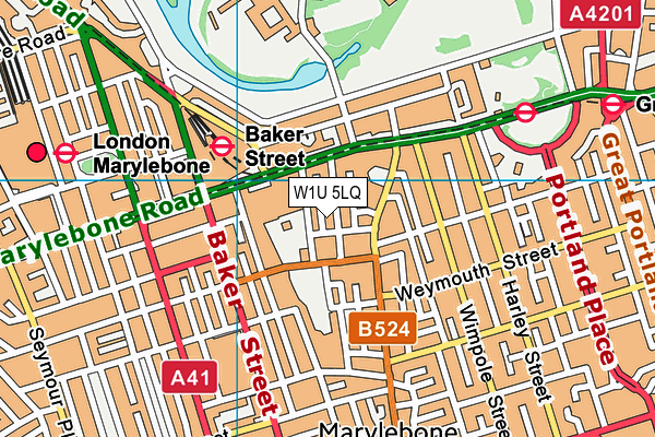 W1U 5LQ map - OS VectorMap District (Ordnance Survey) W1U 5LQ map - OS VectorMap District (Ordnance Survey)