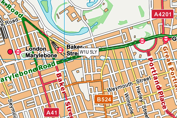W1U 5LY map - OS VectorMap District (Ordnance Survey) W1U 5LY map - OS VectorMap District (Ordnance Survey)