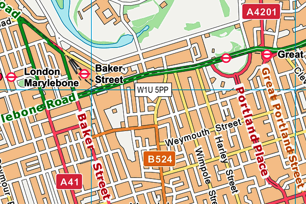 W1U 5PP map - OS VectorMap District (Ordnance Survey) W1U 5PP map - OS VectorMap District (Ordnance Survey)