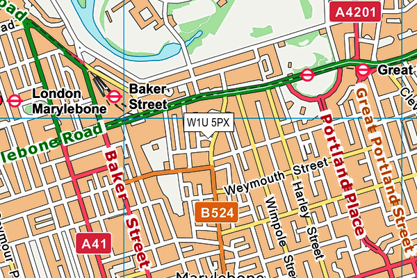 W1U 5PX map - OS VectorMap District (Ordnance Survey) W1U 5PX map - OS VectorMap District (Ordnance Survey)