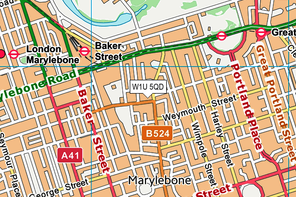 W1U 5QD map - OS VectorMap District (Ordnance Survey) W1U 5QD map - OS VectorMap District (Ordnance Survey)