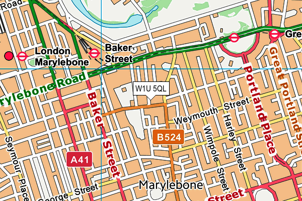 W1U 5QL map - OS VectorMap District (Ordnance Survey) W1U 5QL map - OS VectorMap District (Ordnance Survey)