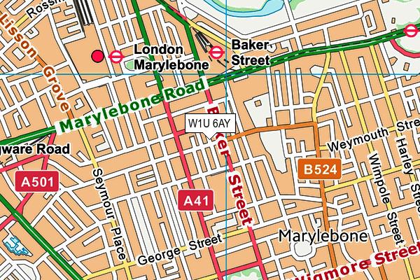 W1U 6AY map - OS VectorMap District (Ordnance Survey)