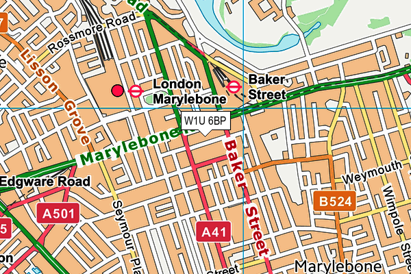 W1U 6BP map - OS VectorMap District (Ordnance Survey)