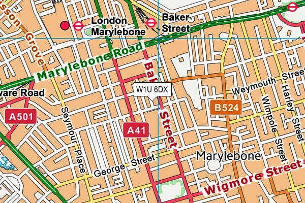 W1U 6DX map - OS VectorMap District (Ordnance Survey)
