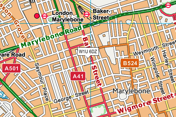 W1U 6DZ map - OS VectorMap District (Ordnance Survey)