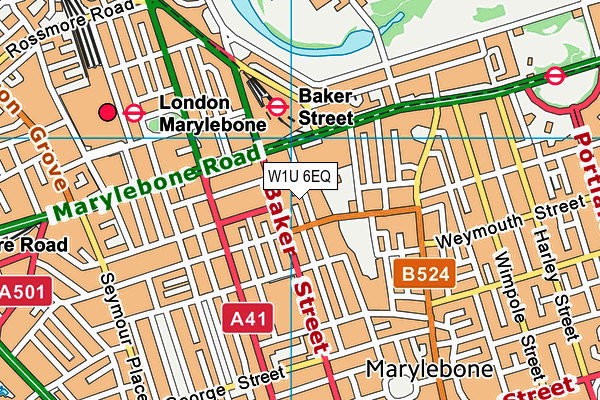 W1U 6EQ map - OS VectorMap District (Ordnance Survey)
