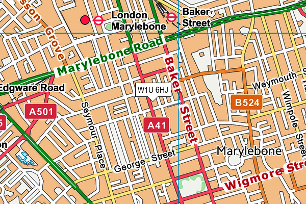 W1U 6HJ map - OS VectorMap District (Ordnance Survey)