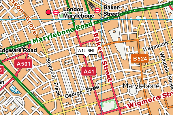 W1U 6HL map - OS VectorMap District (Ordnance Survey)