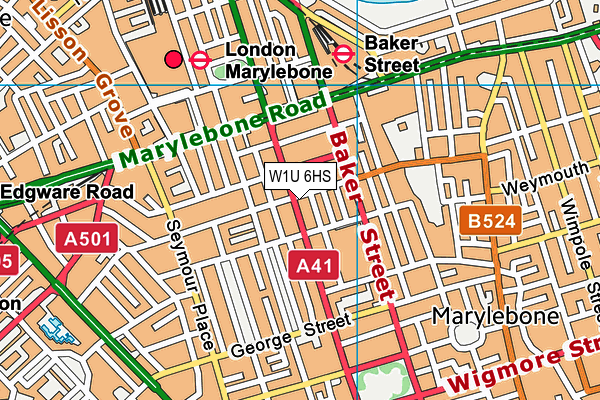 W1U 6HS map - OS VectorMap District (Ordnance Survey)