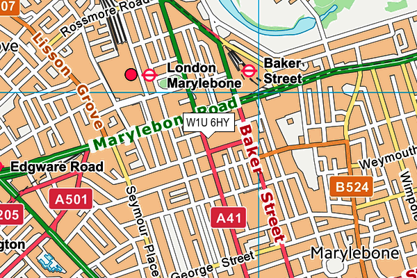 W1U 6HY map - OS VectorMap District (Ordnance Survey)