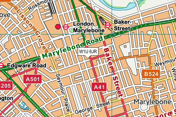 W1U 6JR map - OS VectorMap District (Ordnance Survey)