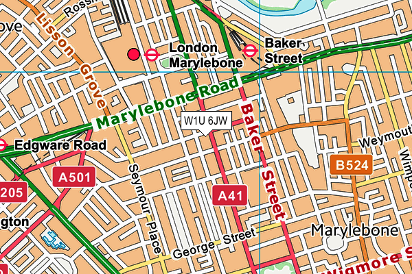 W1U 6JW map - OS VectorMap District (Ordnance Survey)