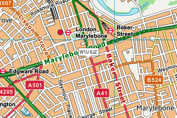 W1U 6JZ map - OS VectorMap District (Ordnance Survey)