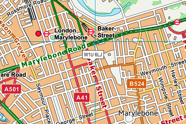 W1U 6LJ map - OS VectorMap District (Ordnance Survey)
