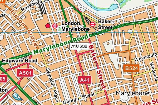 W1U 6QB map - OS VectorMap District (Ordnance Survey)