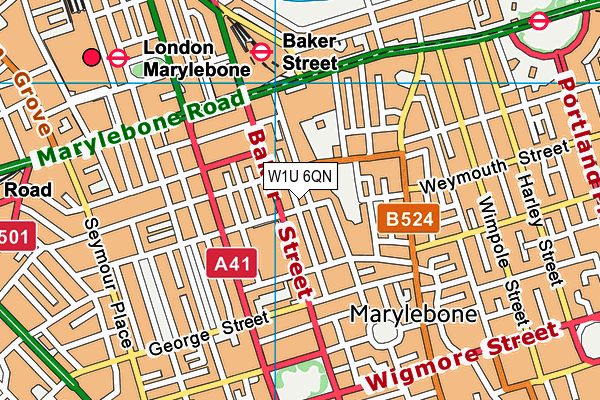 W1U 6QN map - OS VectorMap District (Ordnance Survey)